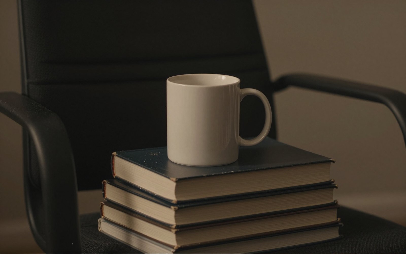 A stack of books doing duty as a coaster.