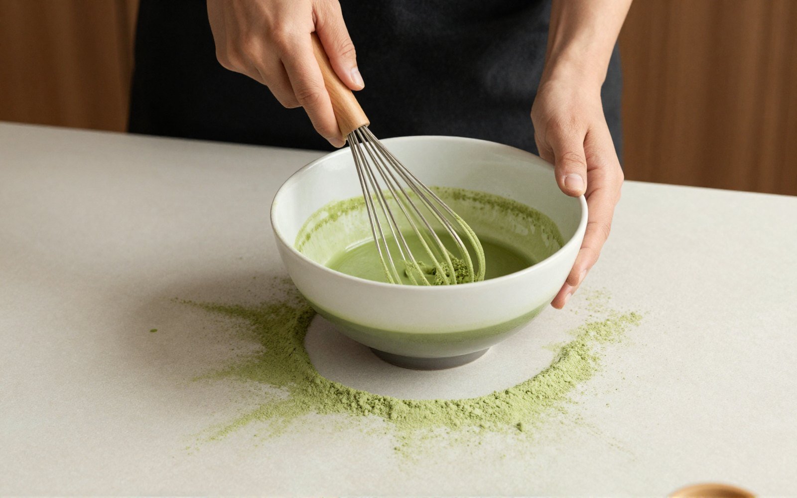 Sift, paste, then whisk from the wrist. Lumps do not come out later.