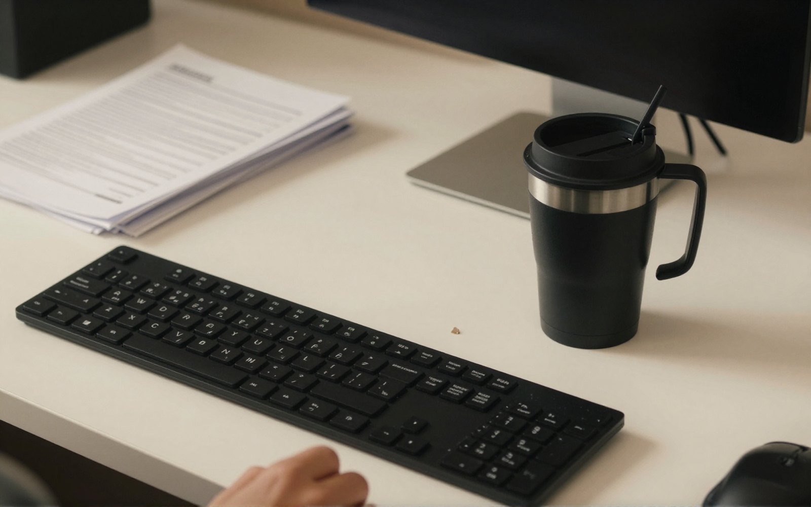 Desk coffee. Not romantic, still the reason the morning worked.