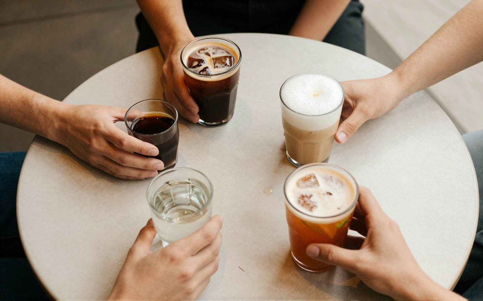 Four drinks, four opinions, one table.